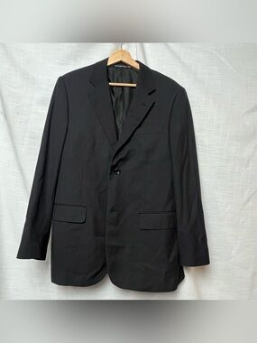Ermenegildo Zegna Black Pinstripe Men's Blazer Suit Jacket 100% Virgin Wool